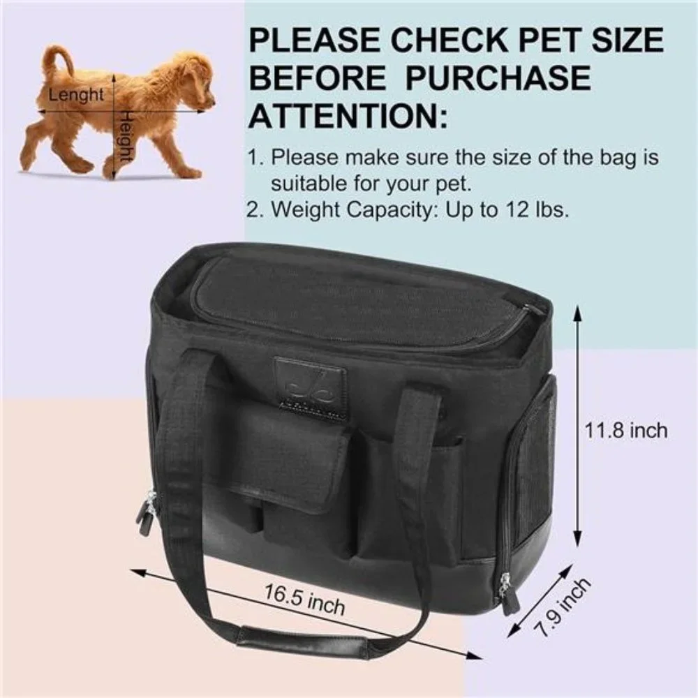 Cat Carrier, Dog Carrier, Pet Carrier, Foldable Waterproof Premium PU Leather